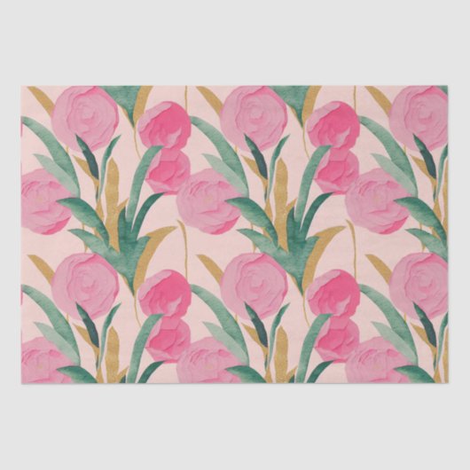 Roze bloemen tissuepapier (Voorkant)