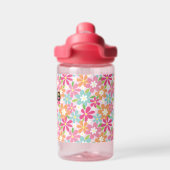Roze bloemen Toddler personaliseer duurzame naam Waterfles (Achterkant)