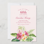 Roze Bloemen Tropische Hibiscus Verjaardagsfeest Kaart (Voorkant)
