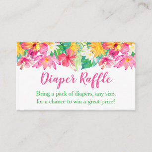 Roze Bloemen Tropische Luier Raffle Tickets Informatiekaartje