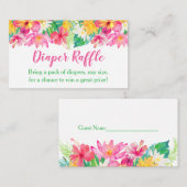 Roze Bloemen Tropische Luier Raffle Tickets Informatiekaartje (Voorkant / Achterkant)