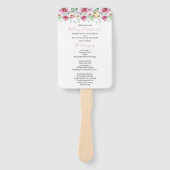 Roze Bloemen Trouwprogramma Hand Fan Handwaaier (Voorkant)