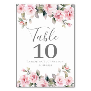 Roze Bloemen Trouwtafel Kaart