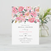 Roze Bloemen Tuin Bruids Douche Uitnodiging (Staand voorkant)