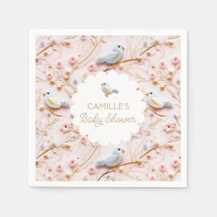 Roze Bloemen Tuin Meisje Baby shower Servet