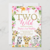 Roze Bloemen Twee Wild Oerwoud Safari Verjaardagsm Kaart (Voorkant)