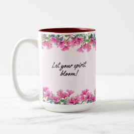 Roze bloemen tweekleurige koffiemok