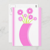 Roze bloemen vaas - Briefkaart (Voorkant / Achterkant)