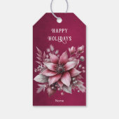 Roze Bloemen Vakantie Gift Label Cadeaulabel (Achterkant)