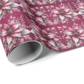 Roze Bloemen Vakantie Inpakpapier (Rol Hoek)