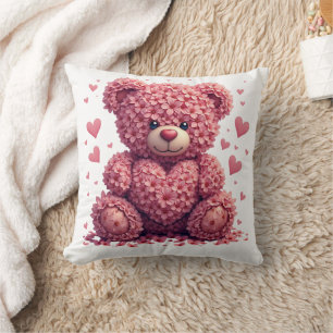 Roze Bloemen Valentijn Teddy Bear Kussen