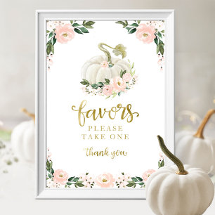 Roze Bloemen Vallen Pompoen Baby Shower Favoren Bo Poster