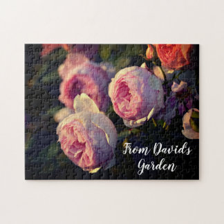 Roze bloemen van de tuinpuzzel legpuzzel