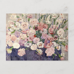 Roze bloemen van makreelhout - Briefkaart