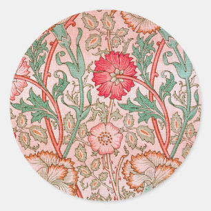 Roze bloemen van William Morris Ronde Sticker