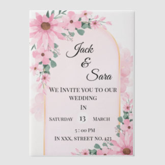 Roze bloemen Vellum Overlay Uitnodigingen