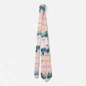 Roze bloemen Verf Gold Stripes Girly Design Stropdas (Achterkant)