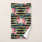 roze bloemen Verf het patroon van de gouden Strip Bad Handdoek (Handdoek)