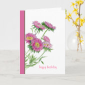 Roze Bloemen Verjaardag Kaart (Gele Bloem)