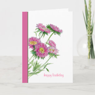 Roze Bloemen Verjaardag Kaart