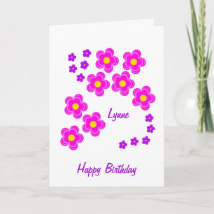 Roze Bloemen Verjaardag Kaart