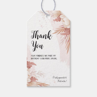 Roze Bloemen Verjaardagscadeau Label Cadeaulabel