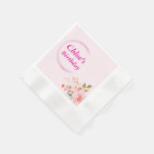 Roze Bloemen Verjaardagsfeest Servetten (Hoek)