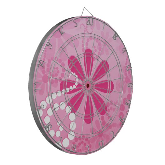 roze bloemen verkuilen traagheidspatroon dartbord (Voorkant Links)