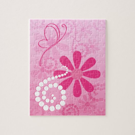 roze bloemen verkuilen traagheidspatroon legpuzzel (Verticaal)