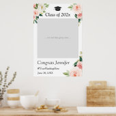 Roze Bloemen Verloopfeest Fotohokje Poster (Keuken)