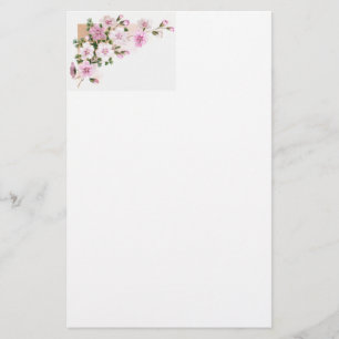 Roze bloemen & Victoriaans Ferns-reiskaart Briefpapier