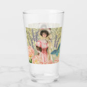 Roze Bloemen Victoriaans Vrouw Regency Glas (Achterkant)