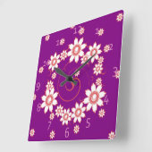 Roze bloemen vierkante klok (Hoek)