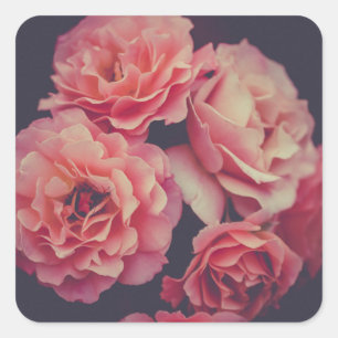 Roze bloemen vierkante sticker