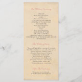 Roze Bloemen Vintage Wedding Programma's (Achterkant)