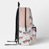 Roze Bloemen Vlinder Patroon Bedrukte Rugzak (Links)
