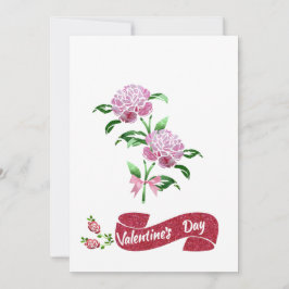 Roze bloemen voor Valentijnsdag Feestdagenkaart