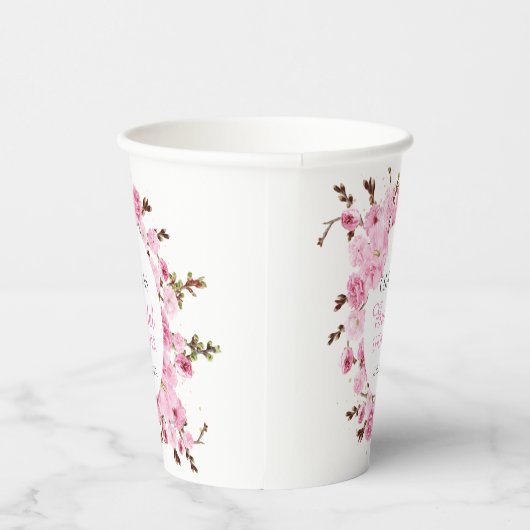 Roze Bloemen Vrijgezellenfeest bloemblaadjes en Pr Papieren Bekers (Rechts)