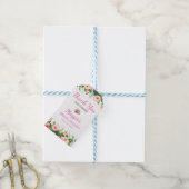 Roze Bloemen Vrijgezellenfeest Dank u Cadeaulabel (Met Touw)