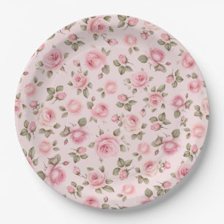  Roze Bloemen Vrijgezellenfeest Papieren Bordje