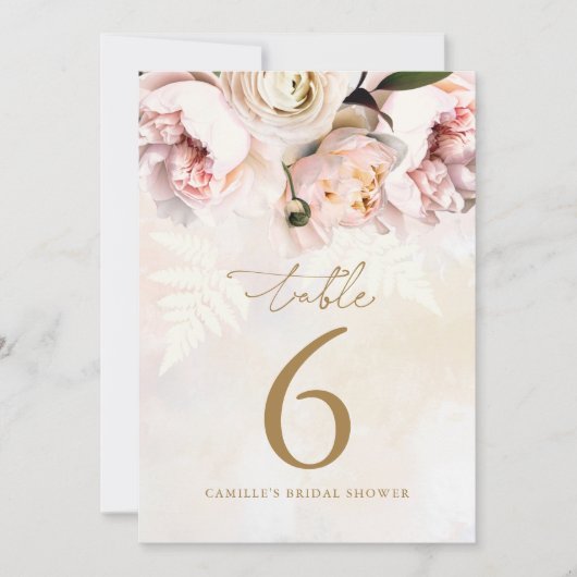Roze Bloemen Vrijgezellenfeest Tafelnummers (Voorkant)