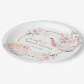 Roze Bloemen Vrijgezellenfeest Tea Party Papieren Bordje (Gekanteld)