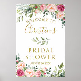 Roze Bloemen Vrijgezellenfeest Welkomstbord, Foam  Poster