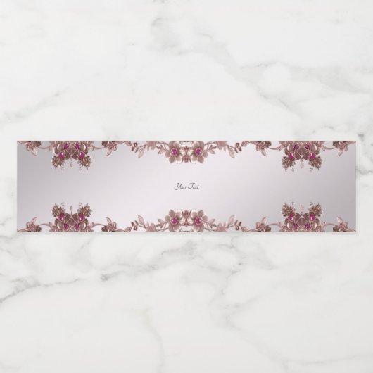 Roze Bloemen Water Fles Label Waterfles Etiket (Enkel label)