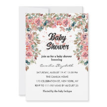Roze Bloemen  Waterverf Bloemen Baby shower