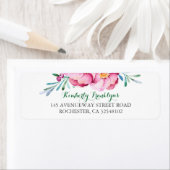 Roze Bloemen Waterverf Boeket Etiket (Insitu)