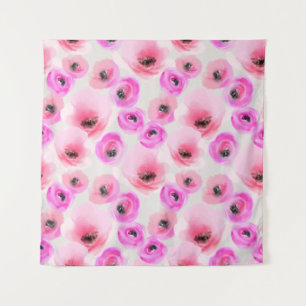 Roze Bloemen Waterverf Digitale Kunst Wandkleed
