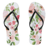 Roze bloemen waterverf elegante bruiloft teenslippers (Voetbed)