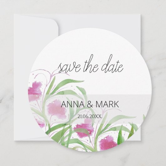 Roze Bloemen Waterverf Handbeschilderd Feestdagenkaart (Voorkant)