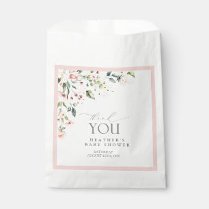 Roze Bloemen Waterverf Meisje Dank u Baby shower Bedankzakje